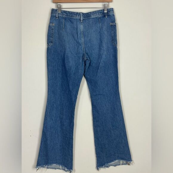 Free People Women's Blue Izzy Low Rise Wide Leg Flare Jeans Size 28 We The Free - Picture 5 of 10